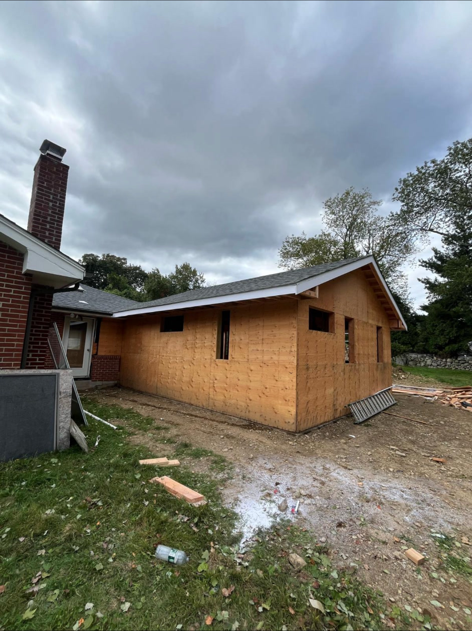 Enclosed home addition during remodeling